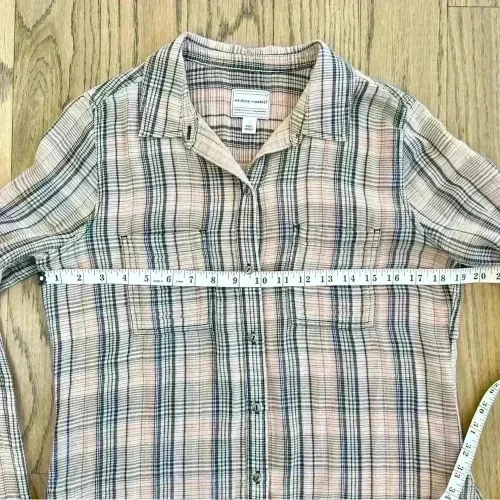 Melrose and Market Women’s Long Sleeve Plaid Pink Shirt Size Small - Picture 9 of 11